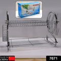 7671 DISH DRAINER TWO LAYER DISH DRYING RACK WITH DRAIN BOARD DeoDap