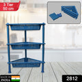 2812 Triangle Storage Plastic 3-Tier  Rack Shelf For Kitchen, Living Room, Bathroom, Office DeoDap