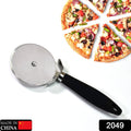 2049 Stainless Steel Pizza Cutter with black handle, Sandwich & Pastry Cutter, Sharp, Wheel Type Cutter. DeoDap