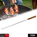 7099 Non Bending Reusable Long Wooden Thick Handle BBQ Grill Paneer Tikka Kebab Seekh Barbeque Skewers. DeoDap