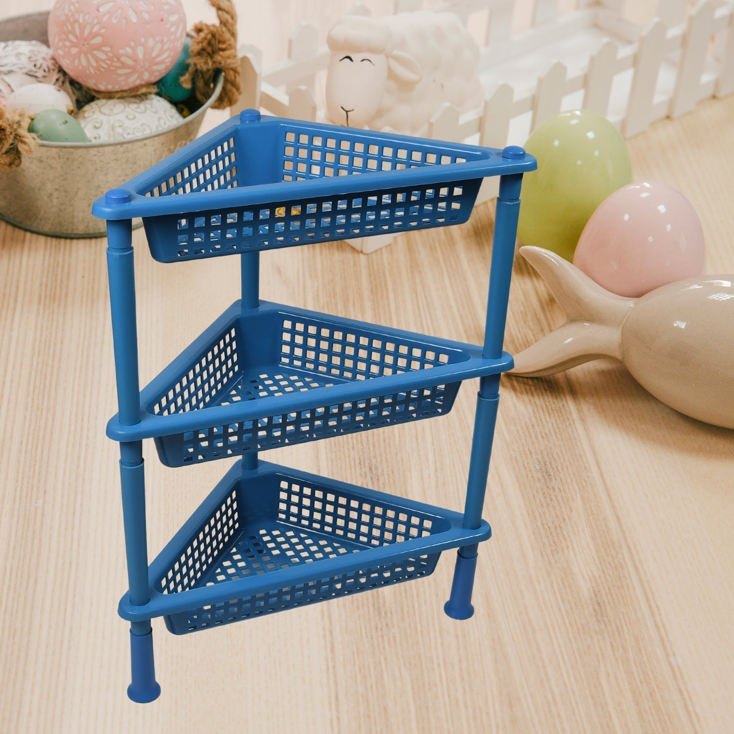 2812 Triangle Storage Plastic 3-Tier  Rack Shelf For Kitchen, Living Room, Bathroom, Office DeoDap