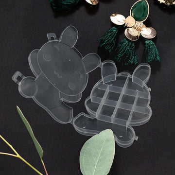 6557 Transparent Cartoon Bear Clear Plastic Storage Box Jewelry Box Jewelry Organizer Holder Cabinets For Small objects (1 Pc)