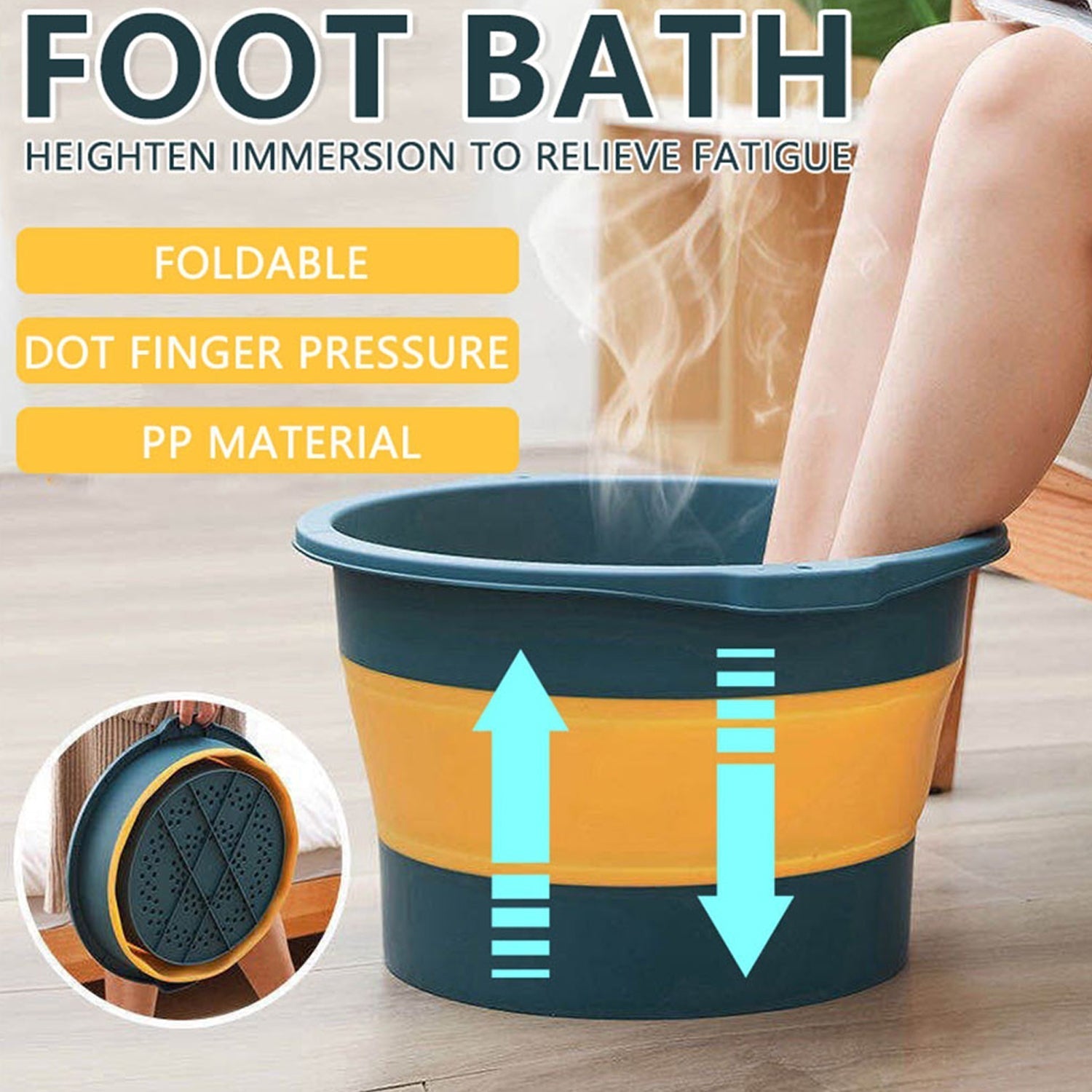 6116 Multi-Purpose Portable Collapsible Plastic, Silicone Round Folding Tub, Water Container Folding Foot Spa Basin Tub, with Hanging Hole DeoDap