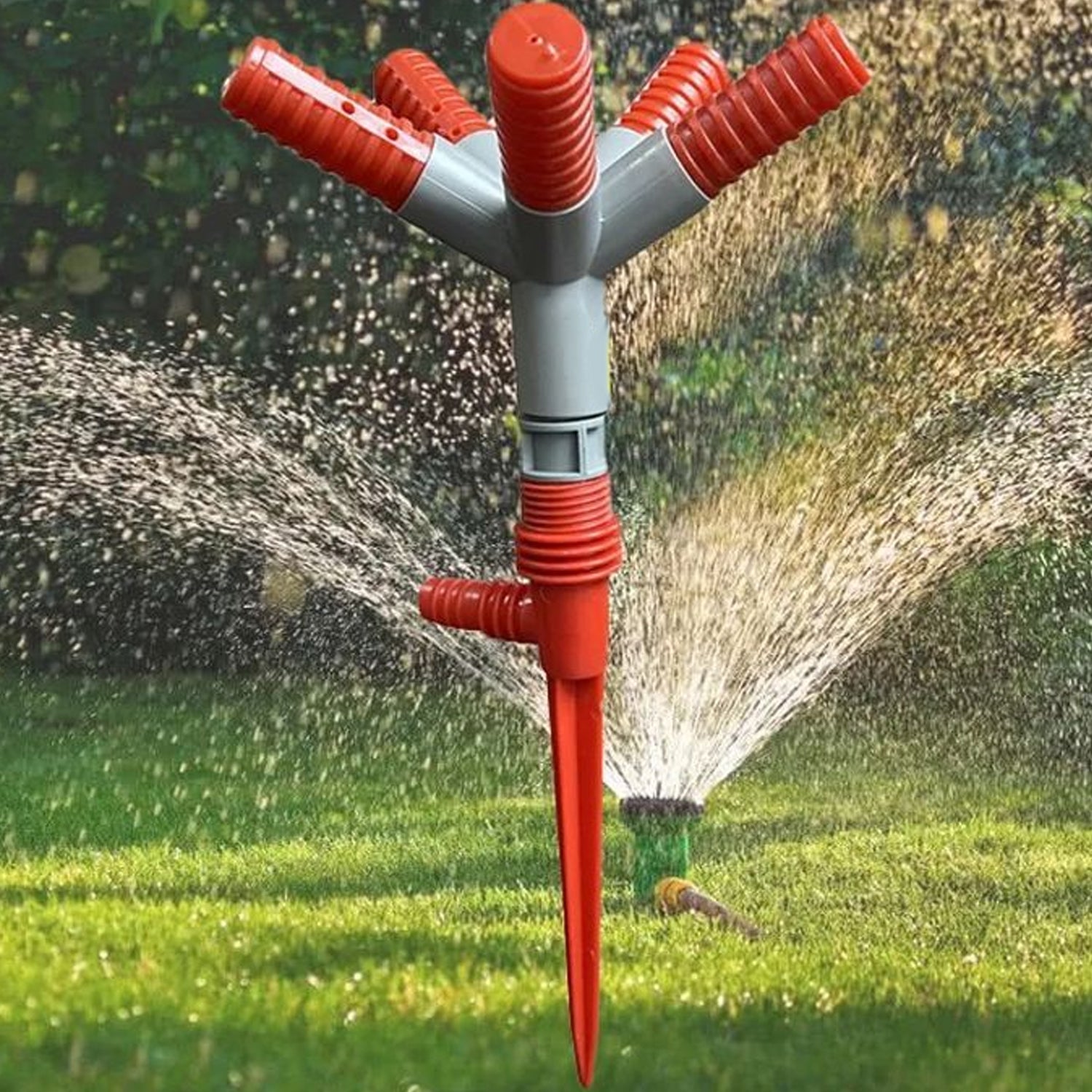 7537 Garden Sprinkler 360 ° Rotating Adjustable Round 3 Arm Lawn Water Sprinkler for Watering Garden Plants/Pipe Hose Irrigation Yard Water Sprayer DeoDap