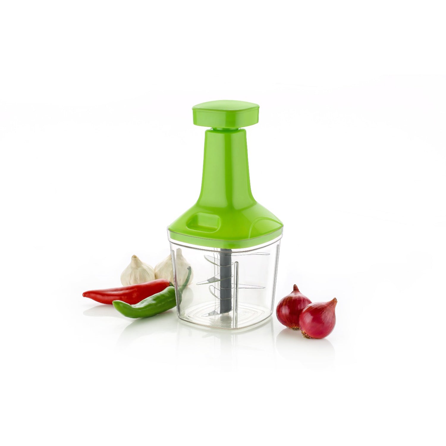 2749 Push N Chop 1100 ML used for chopping and cutting of types of vegetables and fruits easily without any difficulty and it can be used in all kinds of household and official kitchen places etc. DeoDap