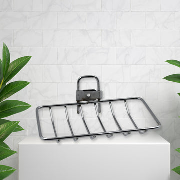 9368 Kitchen, Bathroom Stainless Steel Wall Mounted Self Adhesive Magic Sticker Soap Dish Holder Wall Hanging Soap Storage Rack