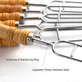 2878 Stainless Steel Double Prongs Roasting Stick BBQ Barbecue Fork Kebab Skewers Wooden Handle DeoDap