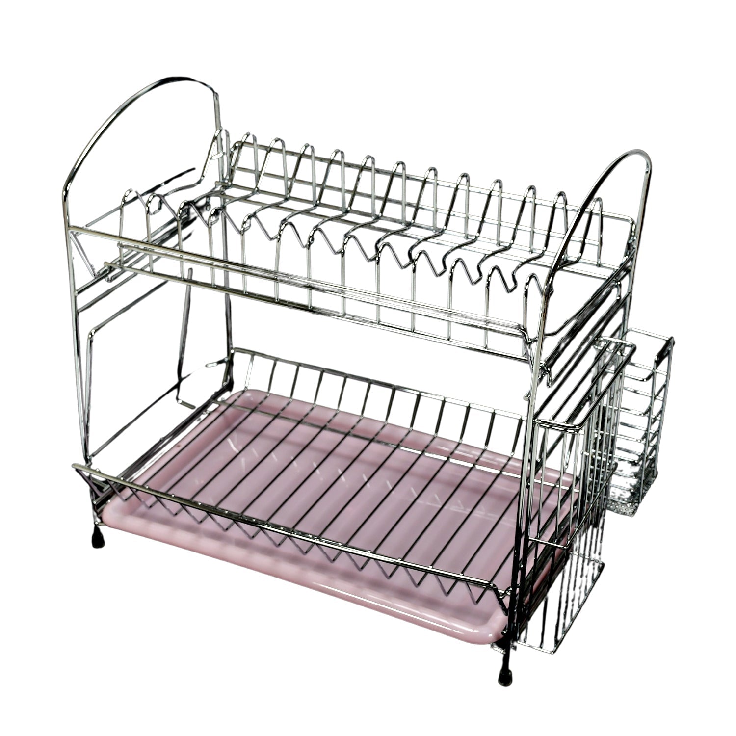 7663 Stainless Steel S Shape 2 Layer Kitchen Dish Drainer Organizer Storage Rack DeoDap