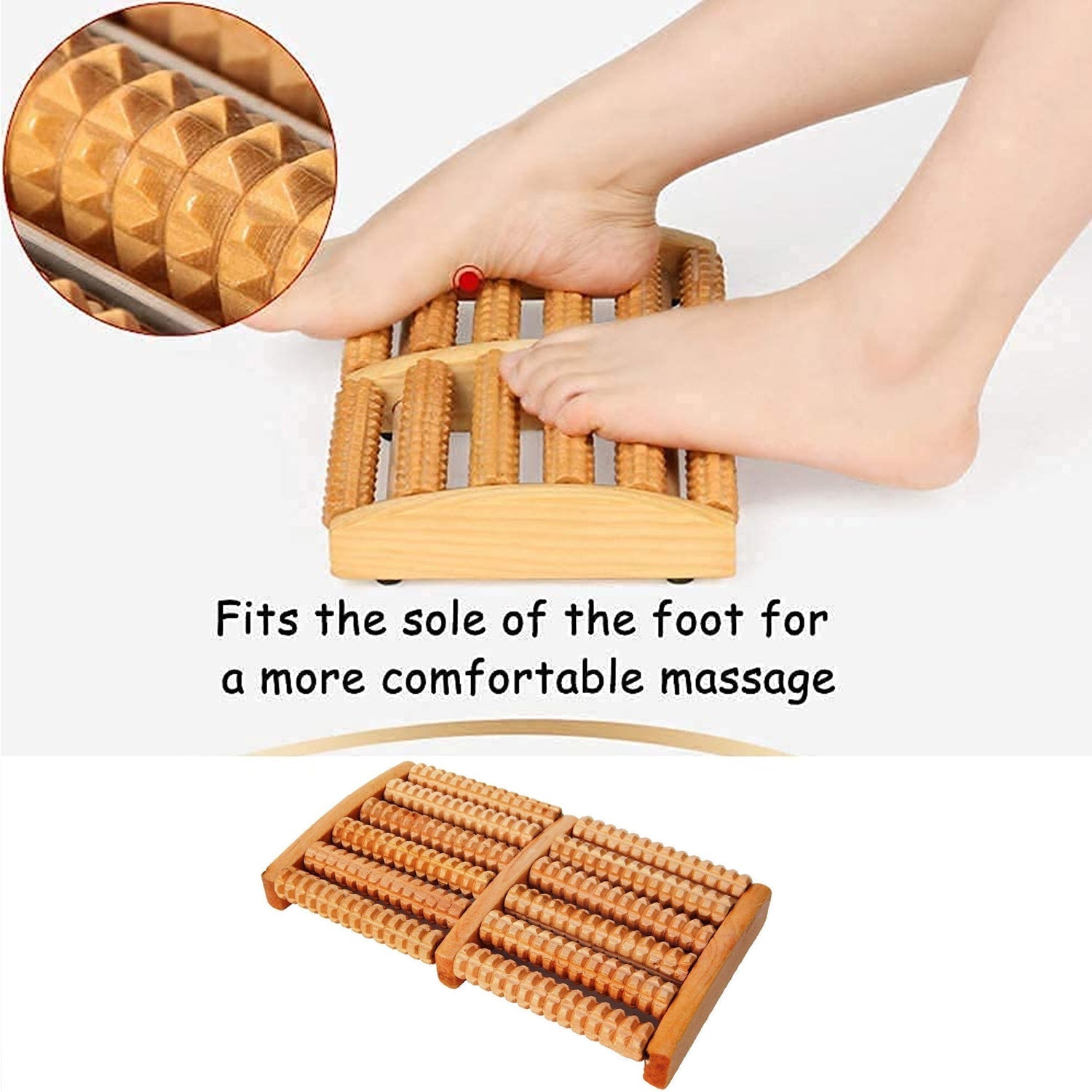 7262 Wooden Foot Massager Roller Reflexology Foot Massager for Increase Blood Circulation and Plantar Fasciitis Relieve Pain DeoDap