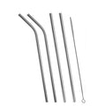 579 Set of 4 Stainless Steel Straws & Brush (2 Straight straws, 2 Bent straws, 1 Brush) DeoDap