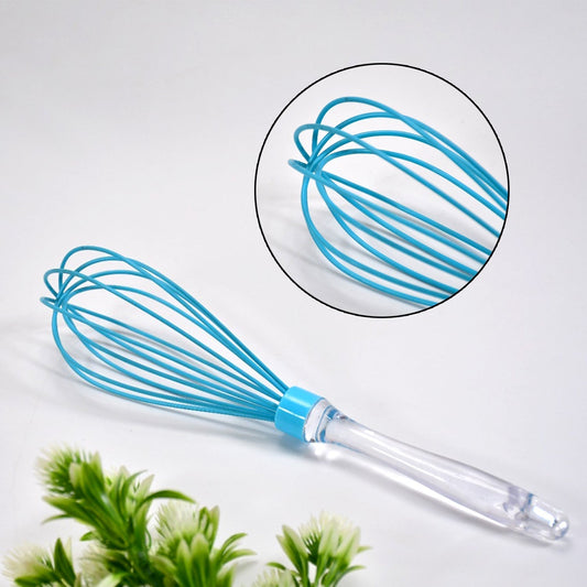 2591 Acrylic Handle Silicone Whisk Manual Balloon Wire Whisk Hand Egg Mixer Beater Kitchen Blender Egg Tool Silicone Balloon Whisk DeoDap