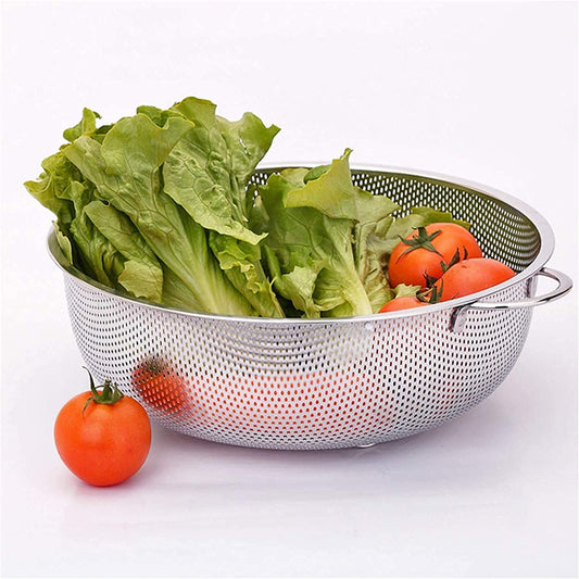 2914 Stainless Steel Rice Vegetables Washing Bowl Strainer Collapsible Strainer. DeoDap