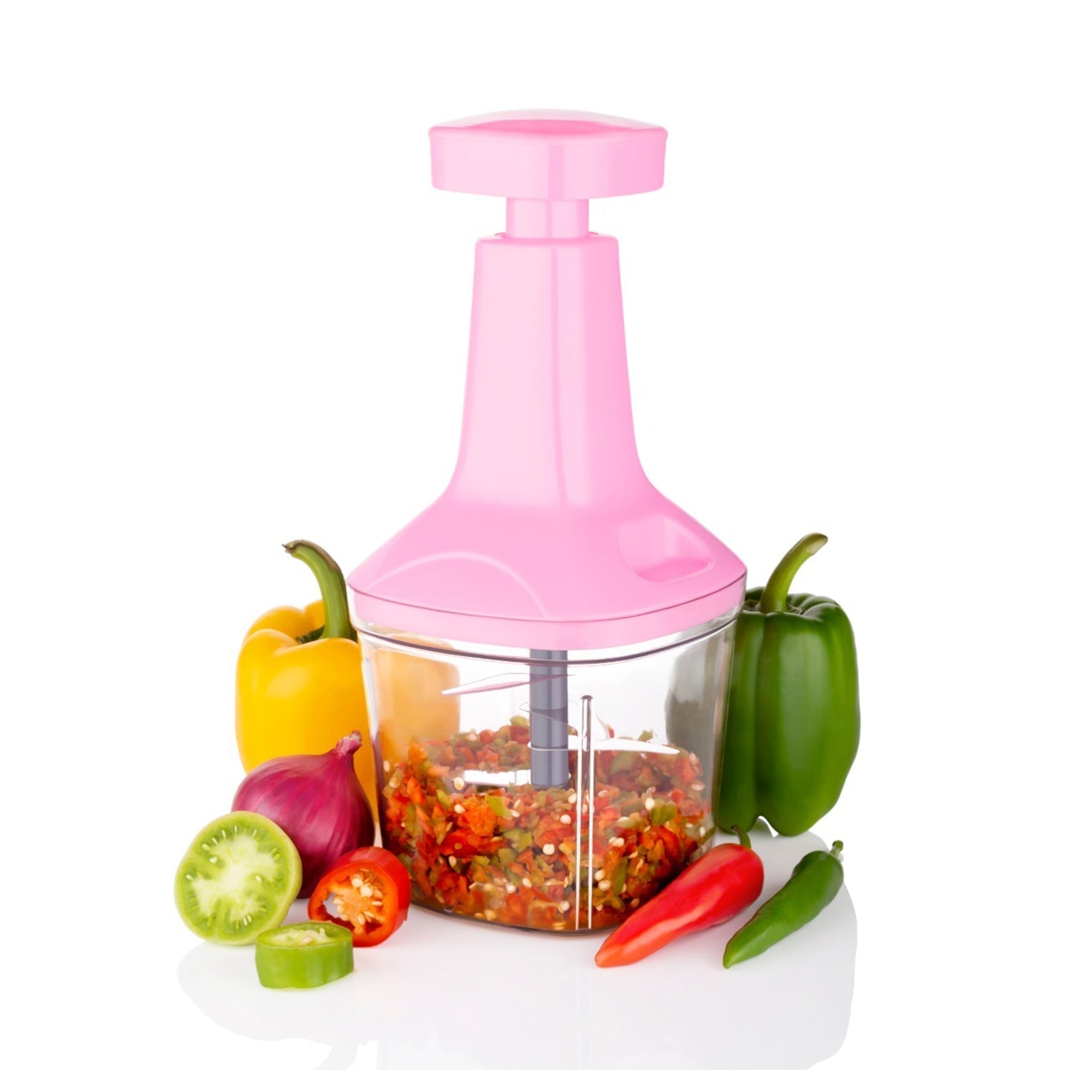 2749 Push N Chop 1100 ML used for chopping and cutting of types of vegetables and fruits easily without any difficulty and it can be used in all kinds of household and official kitchen places etc. DeoDap