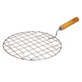 2085 Kitchen Round Stainless Steel Roaster Papad Jali, Barbecue Grill with Wooden Handle DeoDap