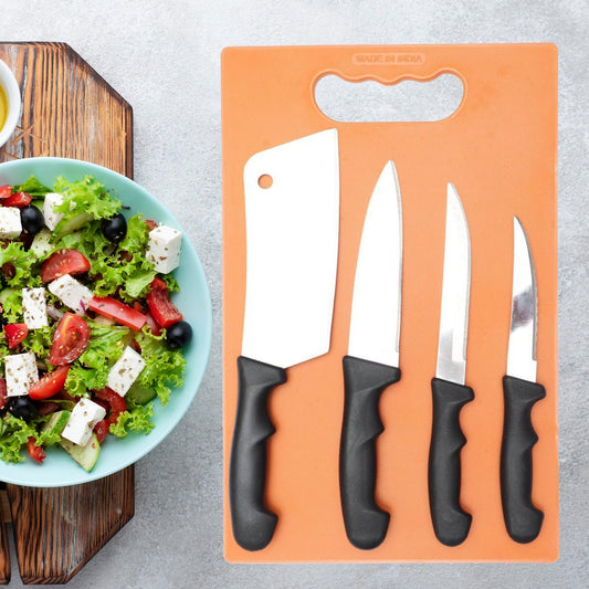 2572 Chopping Board with Knife Set (Pack of 5) DeoDap