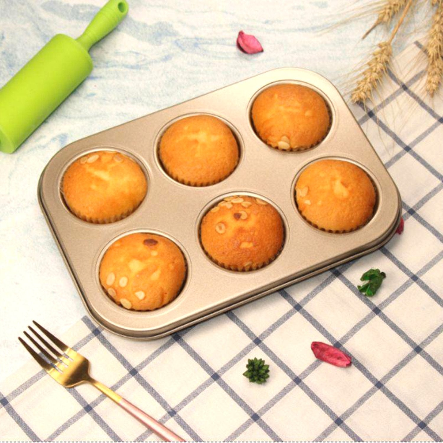 2573 Round Shape Carbon steel Muffin Cupcake Mould Case Bakeware DeoDap