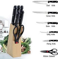 102 Kitchen Knife Set with Wooden Block and Scissors (5 pcs, Black) Your Brand