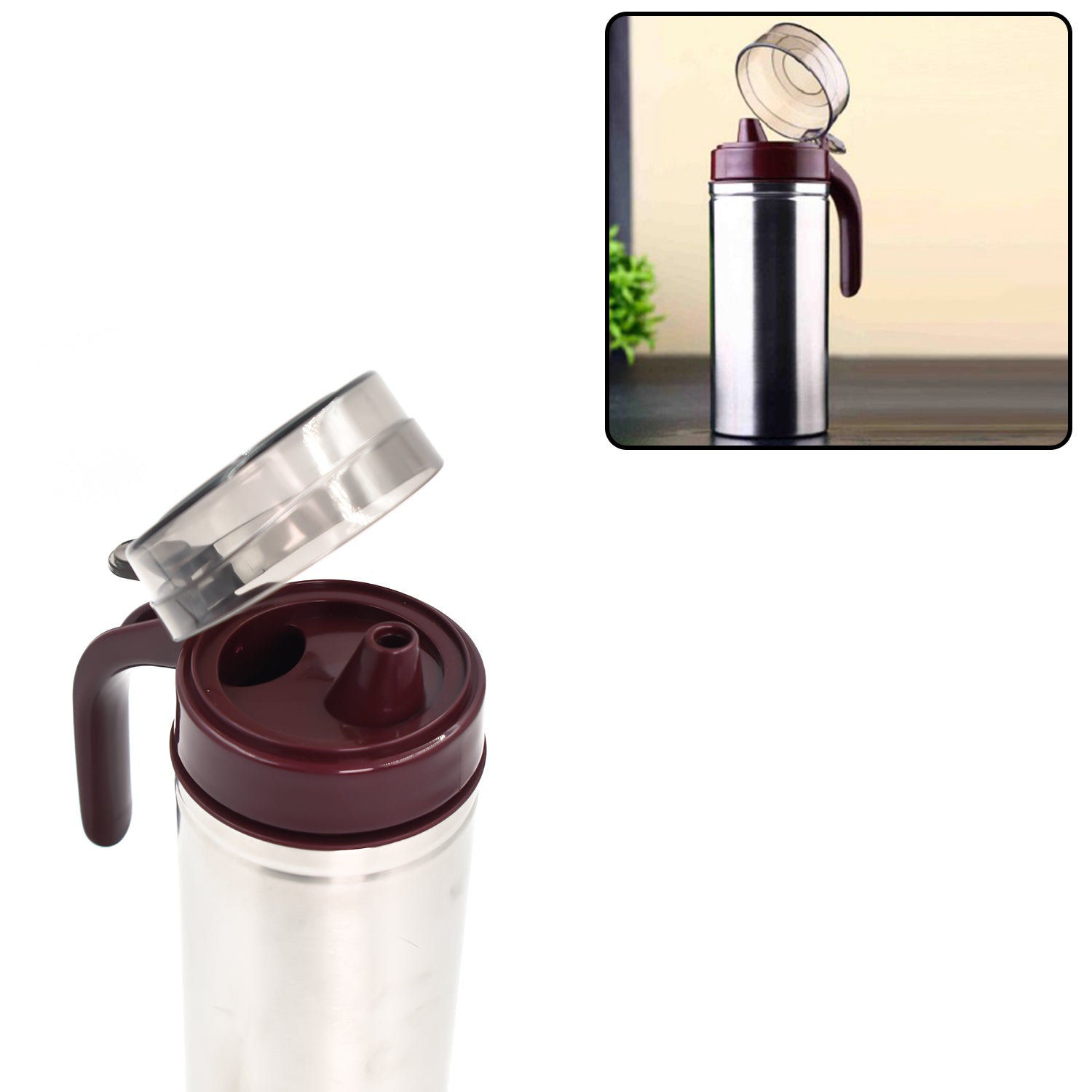 8128 Oil Dispenser Stainless Steel with small nozzle 750ml DeoDap