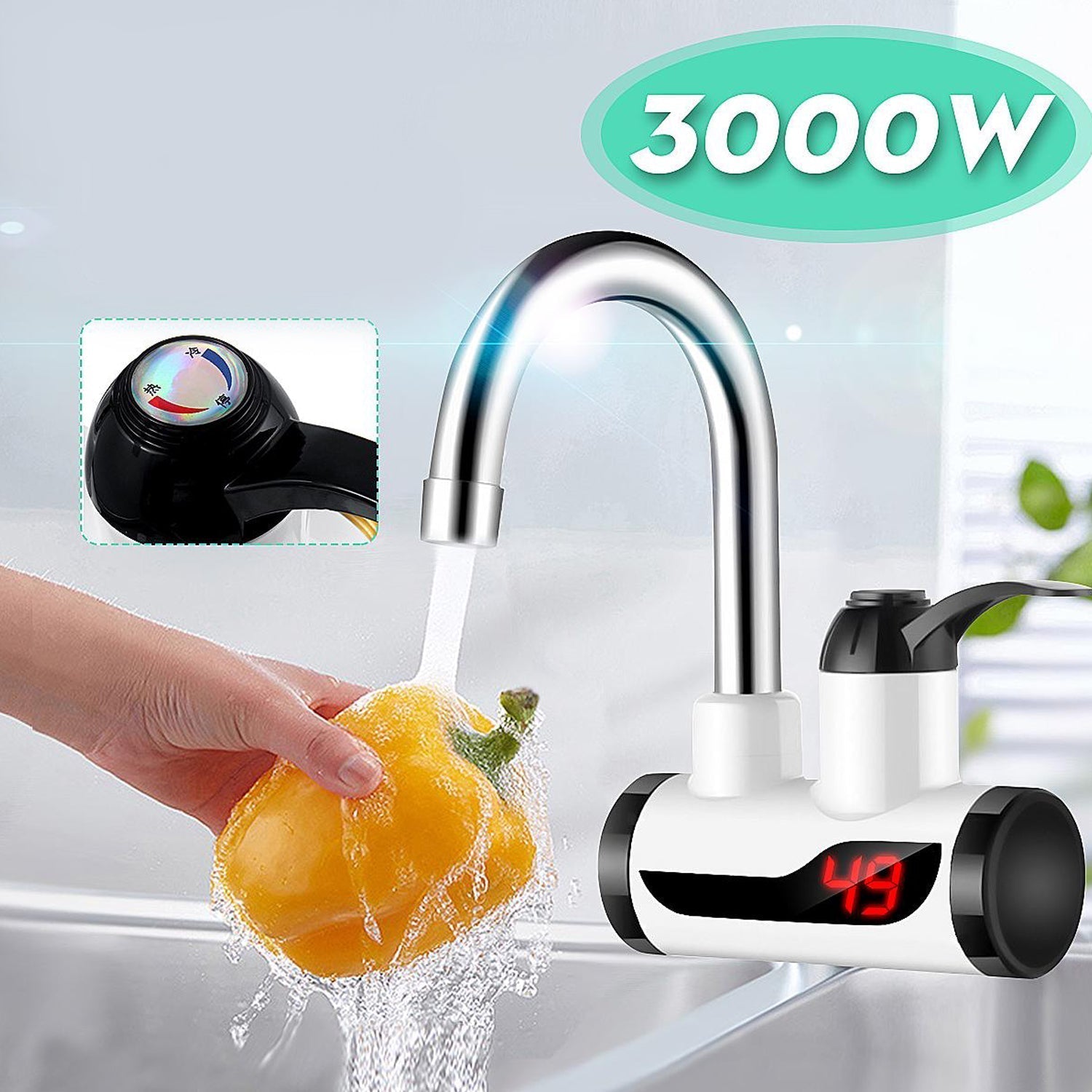 1684A Stainless Steel LED Digital Display Instant Heating Electric Water Heater Faucet Tap, Geyser DeoDap