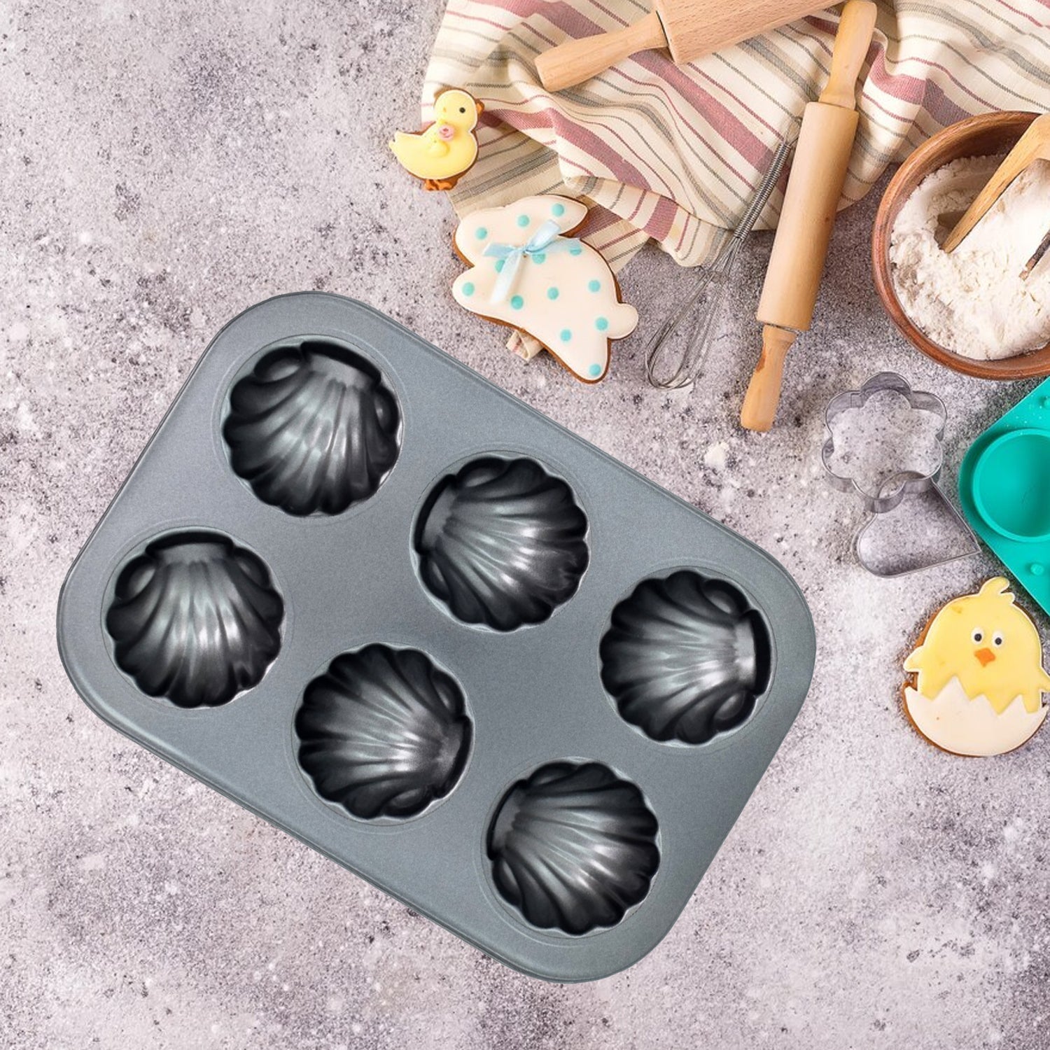 7076 6 slot Non-Stick Muffins Cupcake Pancake Baking Molds Tray DeoDap