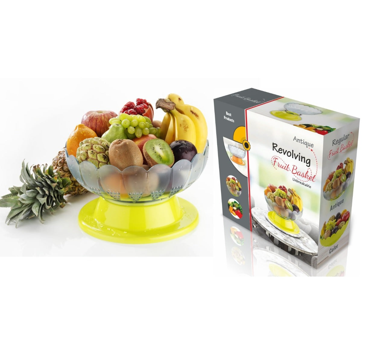 2459 Absolute Plastic Round Revolving Fruit and Vegetable Bowl DeoDap