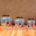 2087  Kitchen Plastic Floral Design Grocery Storage Container/Jar. Set of 3pcs - 800ML, 1600ML, 2400ML DeoDap