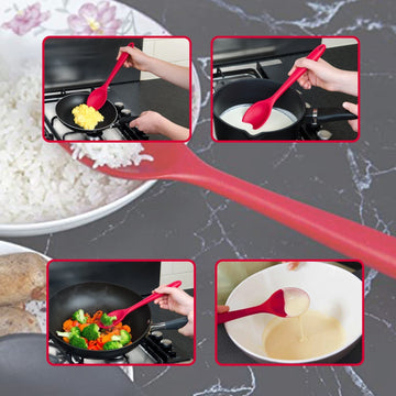 2101 Non-Stick Small Silicone Stainless Steel with Silicone Coating Spatula spoon. DeoDap