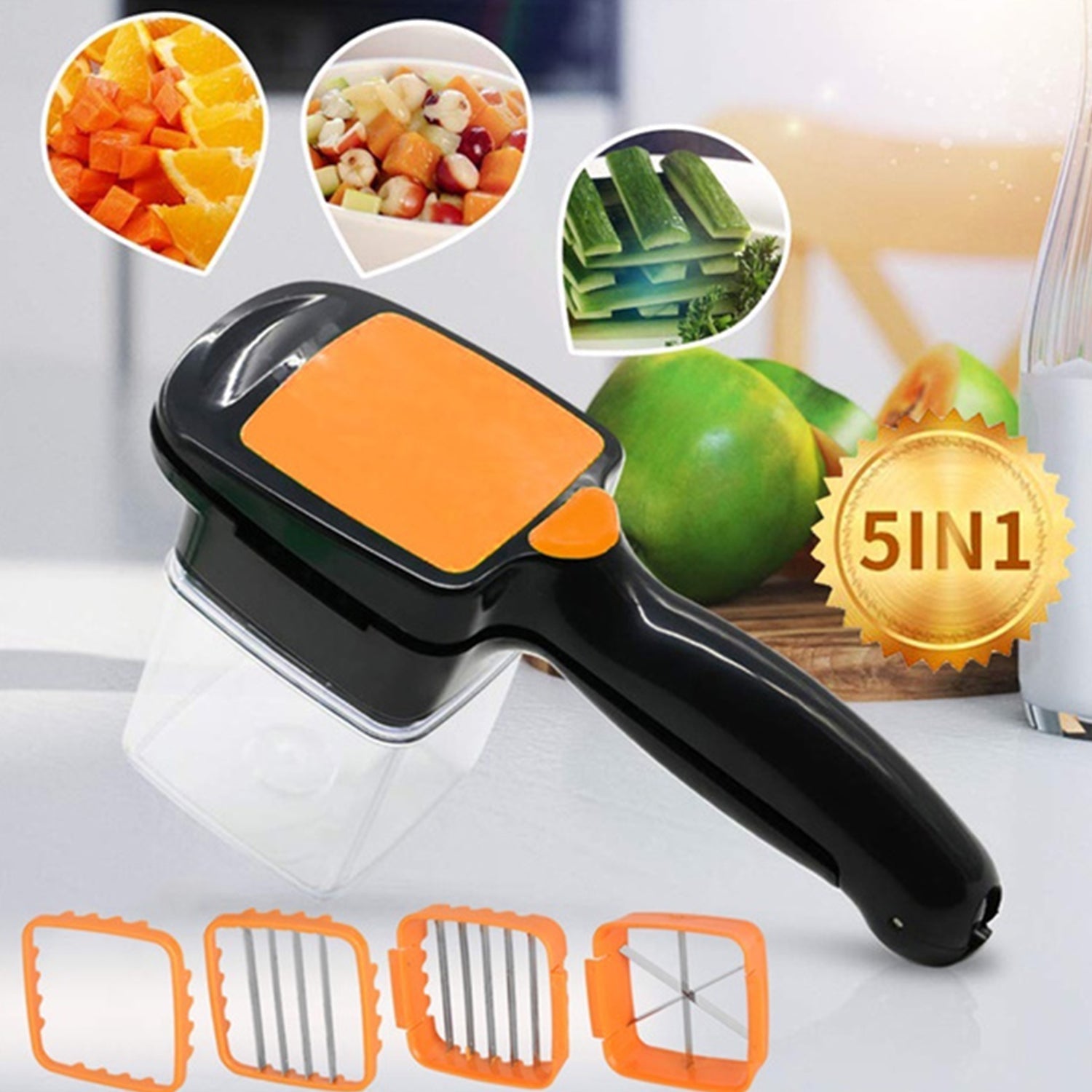 2069 5 In 1 Nicer Dicer used for cutting and shredding of various types of food stuff in all kitchen purposes. DeoDap