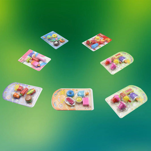 4392 Mix Design 1Set Fancy & Stylish Colorful Erasers for Children Different Designs & Mix, Eraser Set for Return Gift, Birthday Party, School Prize (1Set, 5Pc)