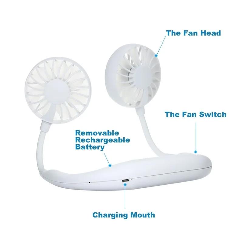 875 Portable USB Battery Rechargeable Mini Fan - Headphone Design Wearable Neckband Fan DeoDap