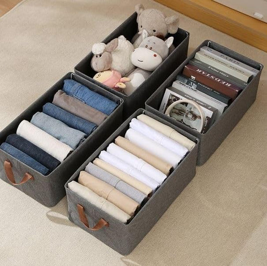 Aara Internationals Collapsible Clothes Organizer for Jeans Washable Fabric Closet Storage Box Drawers Foldable Clothing Storage Bins with Handle (1pcs)