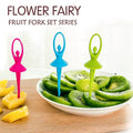 2046 Dancing Doll Fruit Fork Cutlery Set with Stand Set of 6. DeoDap