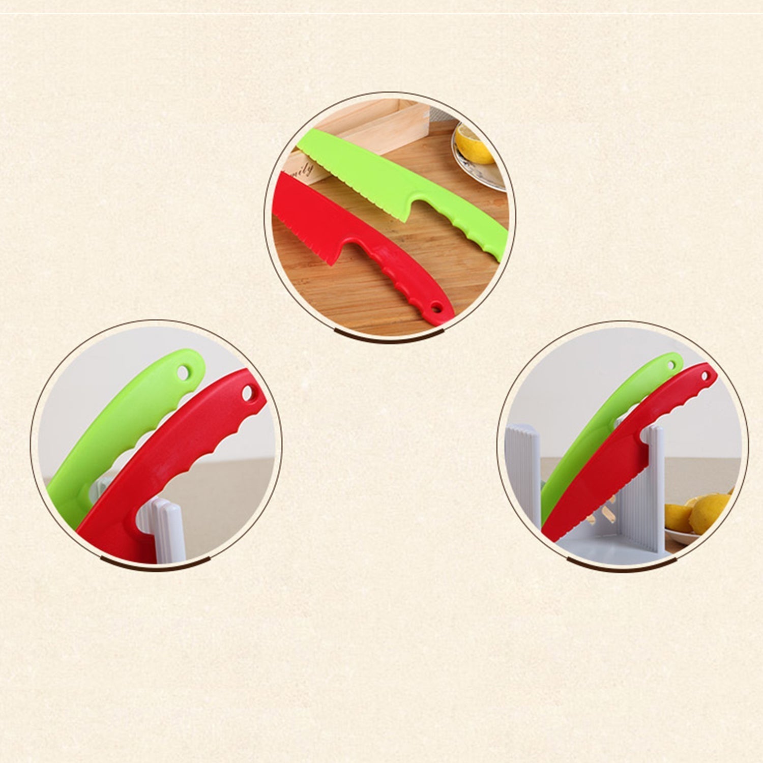 2097 Plastic Kitchen Knife for Cutting Fruit Vegetable Lettuce Salads or Bread DeoDap