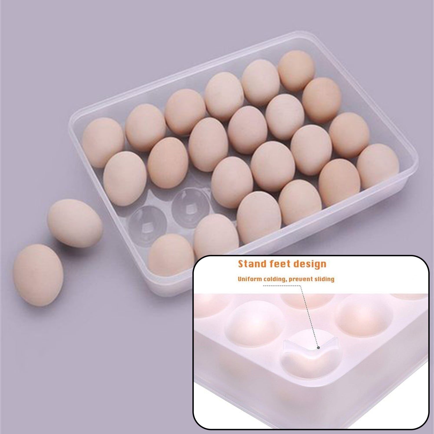 2645 24 Grids Plastic Egg Box Container Holder Tray for Fridge with Lid for 2 Dozen Egg Tray DeoDap