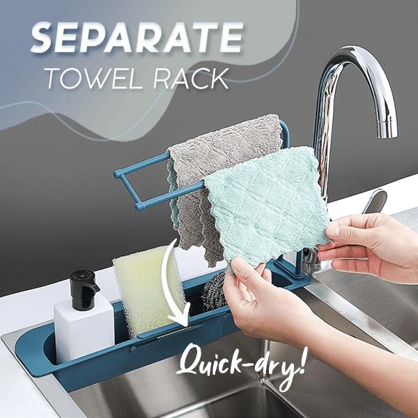 2307 Telescopic Adjustable Faucet Rack Dish Brushes Sponge Storage Shelves Sink Drain DeoDap