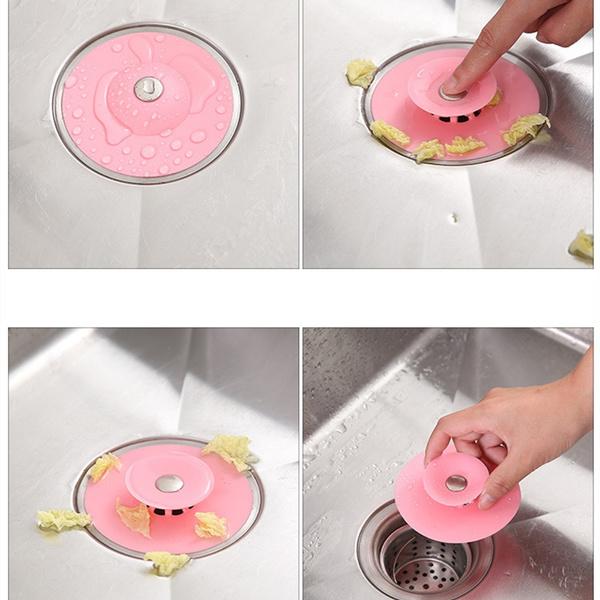 1163 Creative 2-in-1 Silicone Sewer Sink Sealer Cover Drainer (multicolour) DeoDap