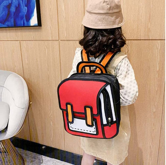 Aara Internationals Girls Boys Jump Style 3D Backpack 16Inch 2D Drawing Anime Comic Cartoon Backpack Daypack Large (Multicoloured)