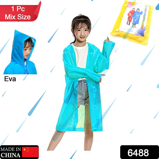 6488 Mix Size Portable Student Rain Coat, Kid's Girl's & Boy's Outdoor Traveling Eva Material Raincoat/Rain wear/Rain Suit for Outdoor Accessory (1pc)