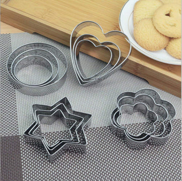 0813 Cookie Cutter Stainless Steel Cookie Cutter with Shape Heart Round Star and Flower (12 Pieces) DeoDap