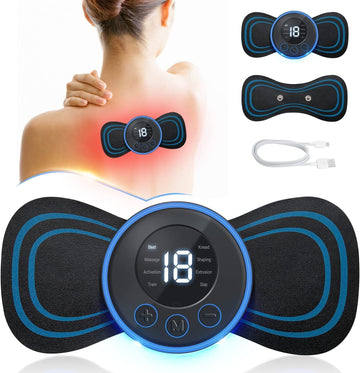 Body Massager,Wireless Portable Neck Massager with 8 Modes and 19 Strength Levels Rechargeable Pain Relief EMS Massage Machine for Shoulder,Arms,Legs,Back Pain for Men and Women