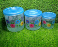 2087  Kitchen Plastic Floral Design Grocery Storage Container/Jar. Set of 3pcs - 800ML, 1600ML, 2400ML DeoDap