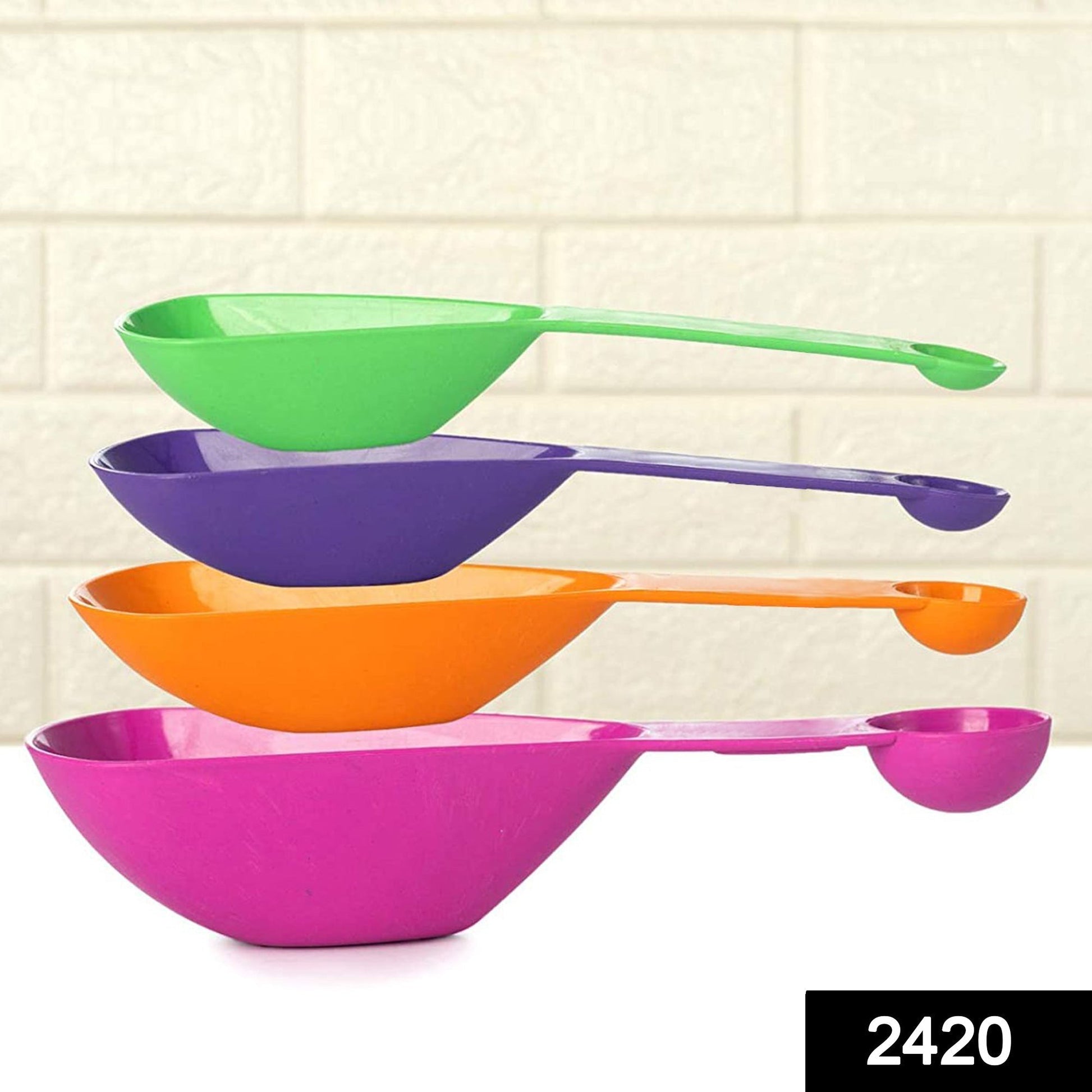 2420 Plastic Double Side Measuring Cups and Spoons for Kitchen (Pack of 4) DeoDap