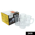 2409 Unbreakable Drinking Plastic Type Glass Set, Beer Mug, Set of 4 PCs, Transparent DeoDap