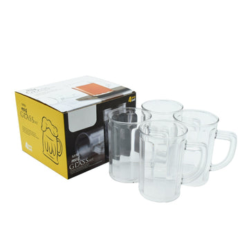 2409 Unbreakable Drinking Plastic Type Glass Set, Beer Mug, Set of 4 PCs, Transparent DeoDap