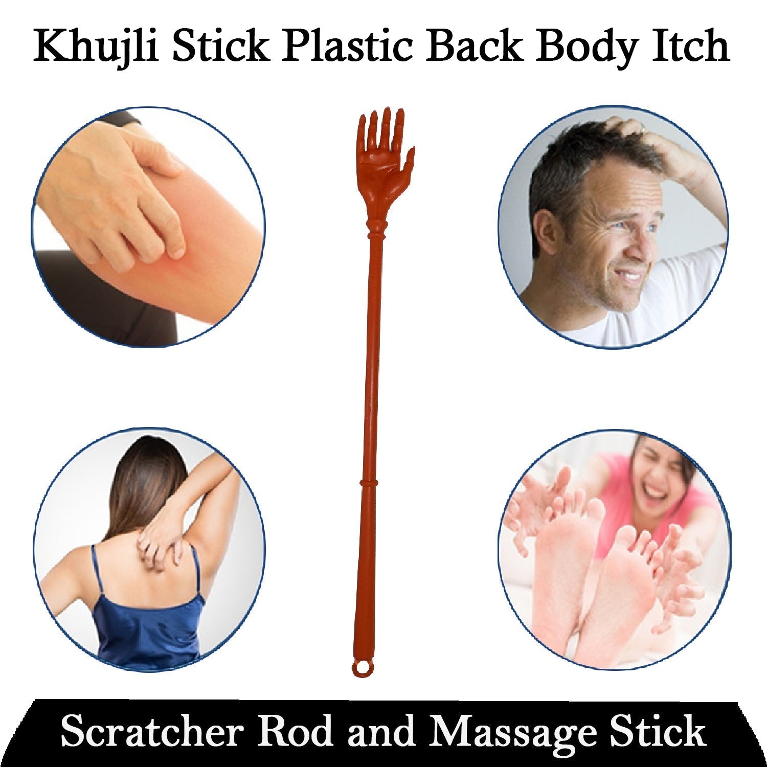 1463 Khujli Stick Plastic Back Body Itch Scratcher Rod and Massage Stick DeoDap