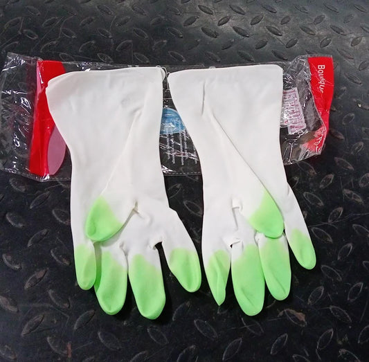 4934 Reusable Rubber Latex PVC Flock lined Elbow Length Hand Gloves cleaning gloves DeoDap