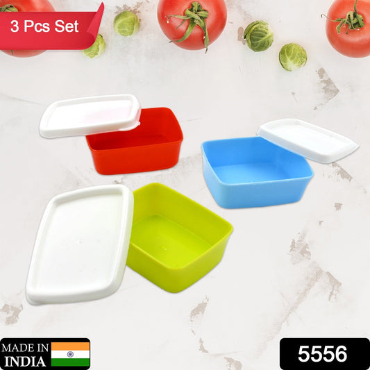 5556 Plastic Airtight Containers Set, Small Plastic Container Set, Rectangular Plastic Food, Pickle, Fridge Containers Multicolor Kitchen Storage Container (3 Pcs Set)