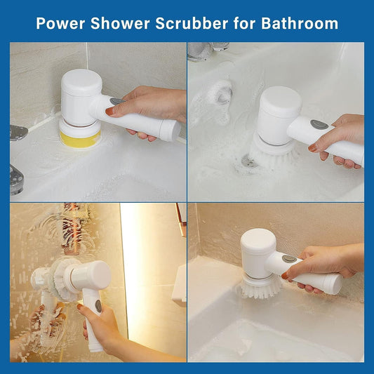 Aara Internationals Electric Spin Scrubber Rechargeable Cleaning Tools,Grout Brush, Electric Cleaning Brush with 3 Brush Heads,Electric Scrubber Suitable for Bathroom Wall Tiles Floor Bathtub Kitchen