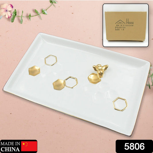 5806 Ceramic Square Plate / Tray / Dish Decoration Home Tray Tableware Decoration Plate For Kitchen Coffee Table Perfume Living Room Mini Bars Snacks, for Decorration Square Plate (1 Pc)