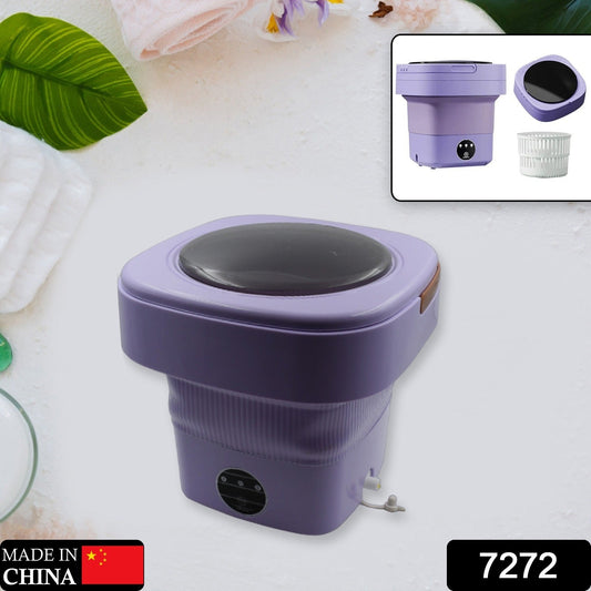 7272 Mini Washing Machine Foldable Mini Washer with Drain Basket Portable Washing Machine Foldable for Laundry Travel Camping RV Baby Clothes